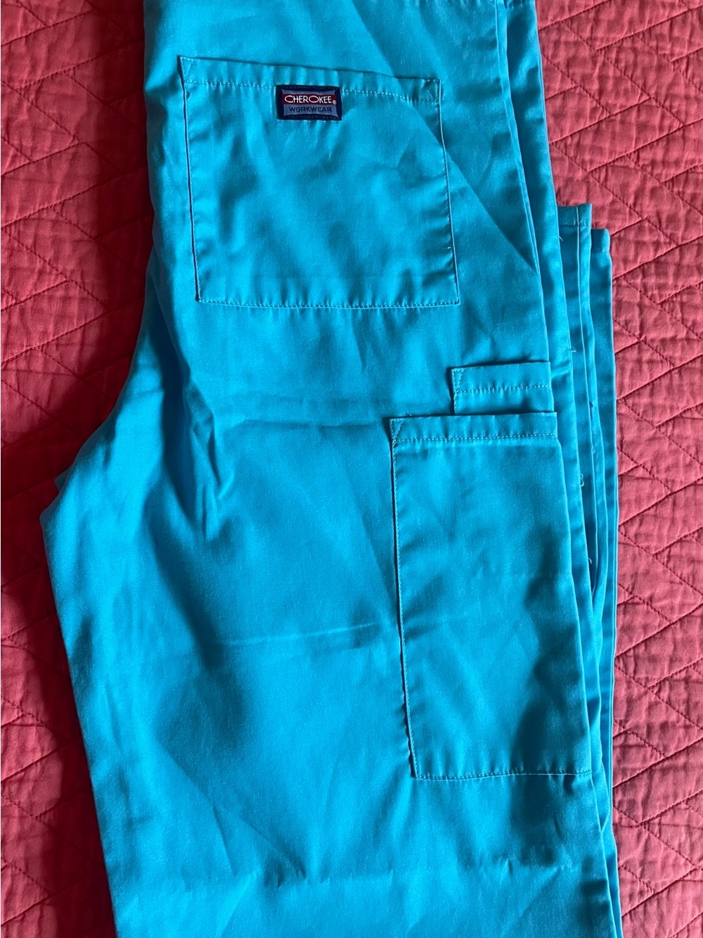 Cherokee Men’s Teal Cargo Scrub Pants with Utility Pockets